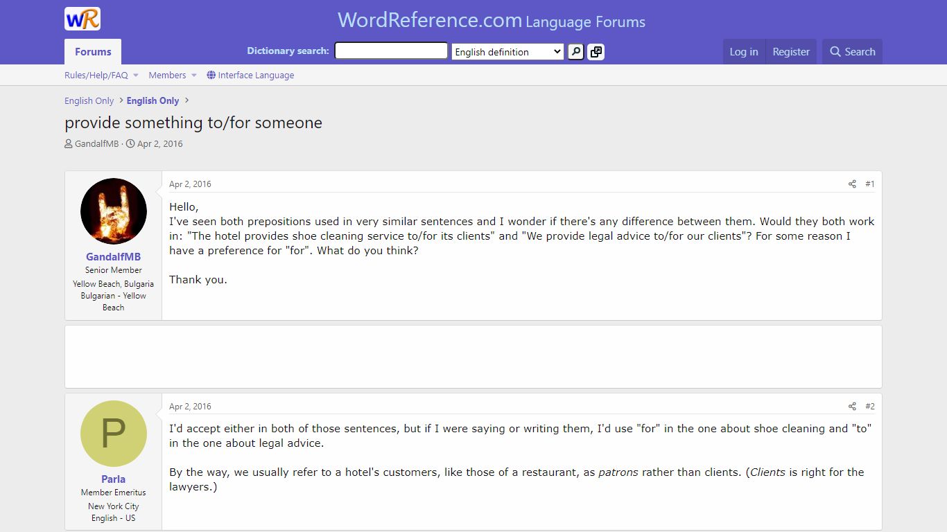 provide something to/for someone | WordReference Forums