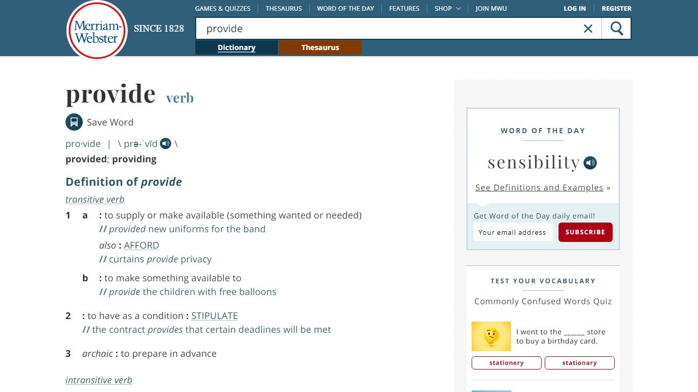 Provide Definition & Meaning - Merriam-Webster