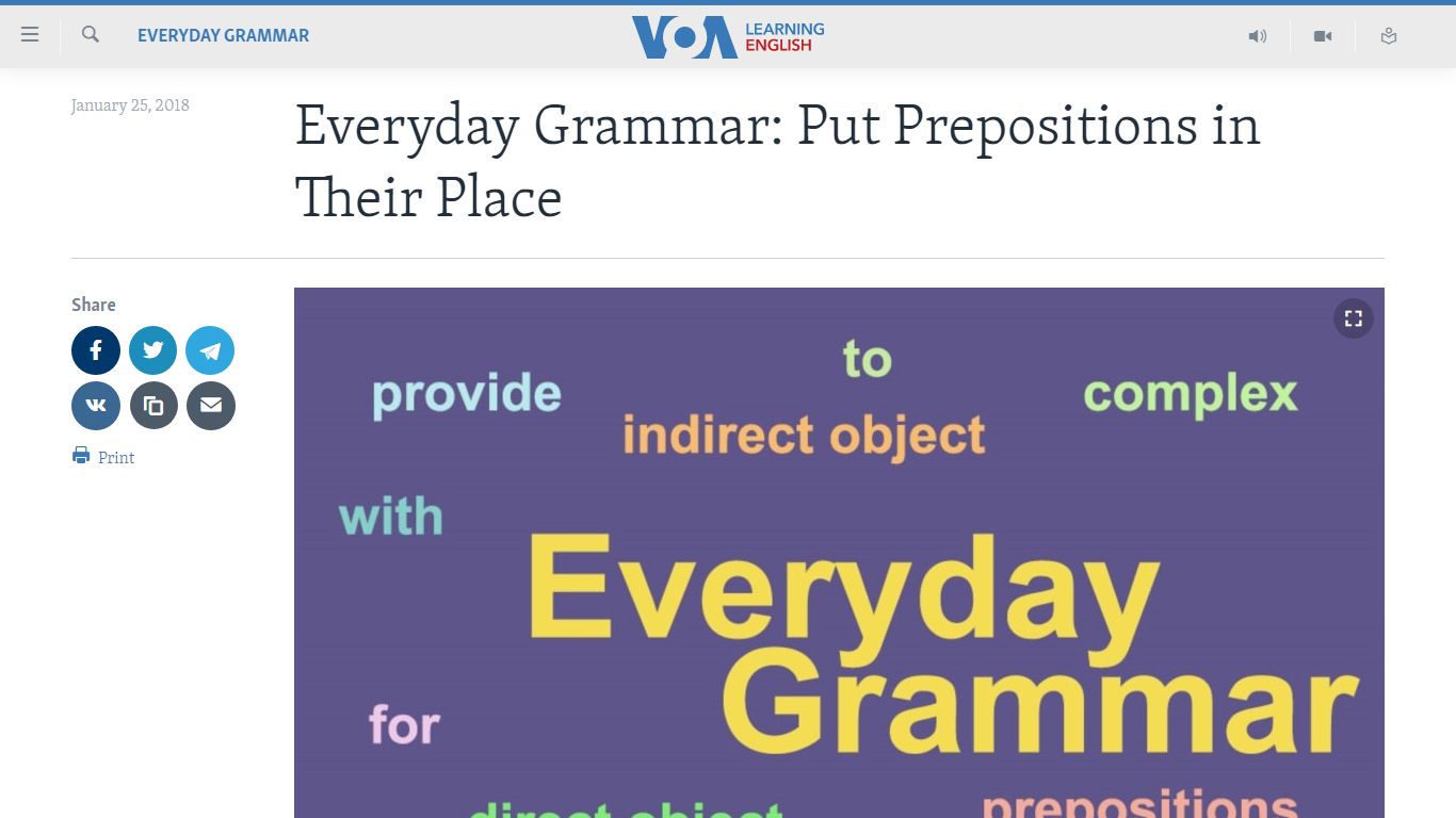 Everyday Grammar: Put Prepositions in Their Place - VOA